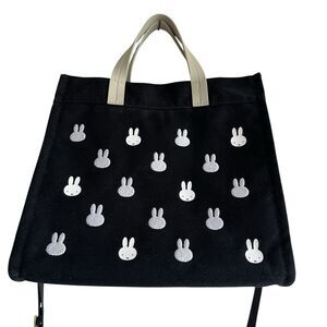 Miffy 2WAY Siffler Tote Bag Handbag Monogram Pattern Habitas 2 Way Black